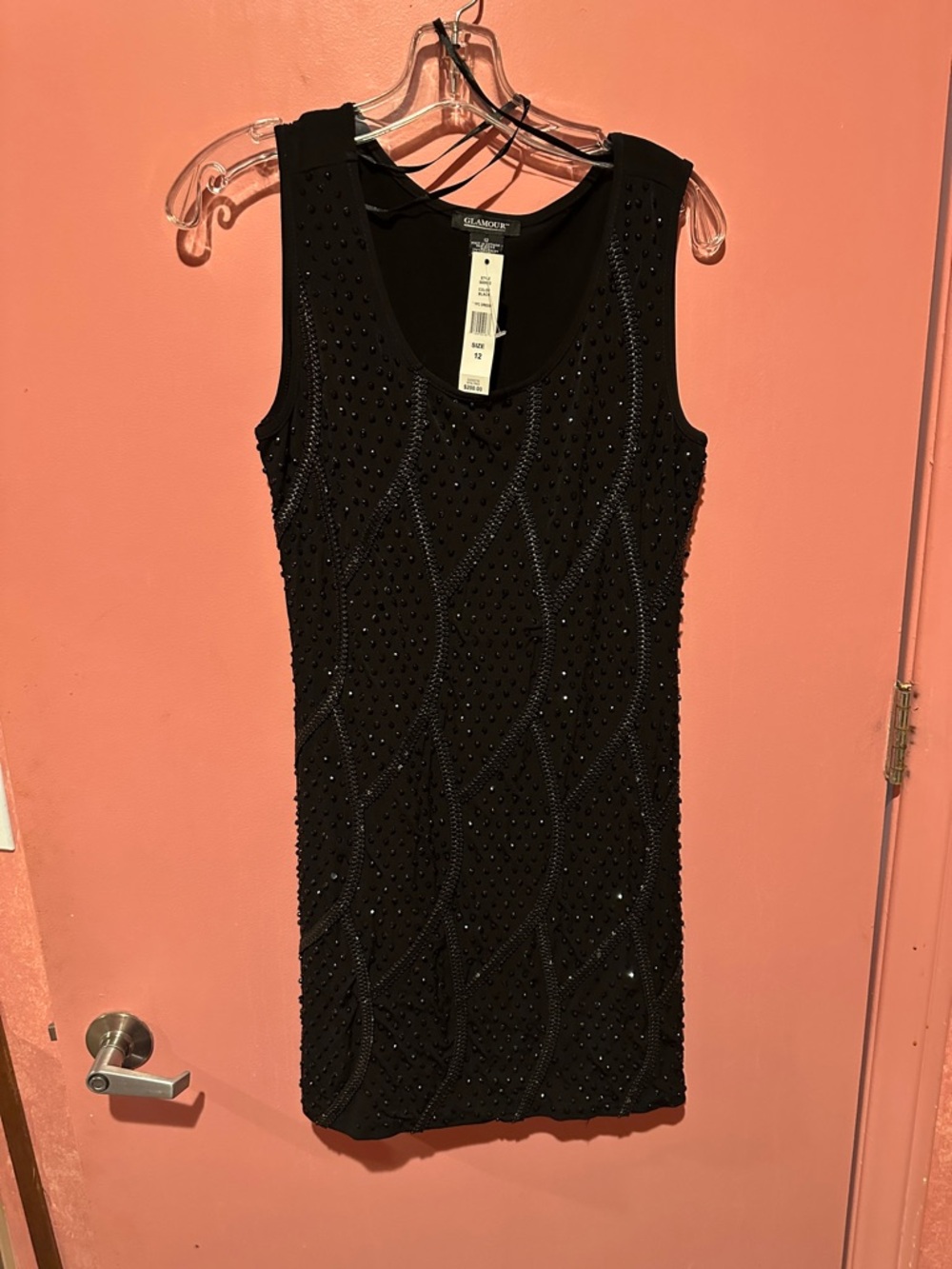 Glamour Black Beaded Sleeveless Mini Dress